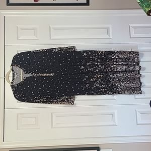 Serengeti black and tan floral print 3/4 sleeve dress